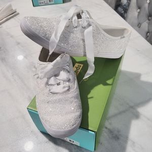 Kate Spade White Glitter Sneakers